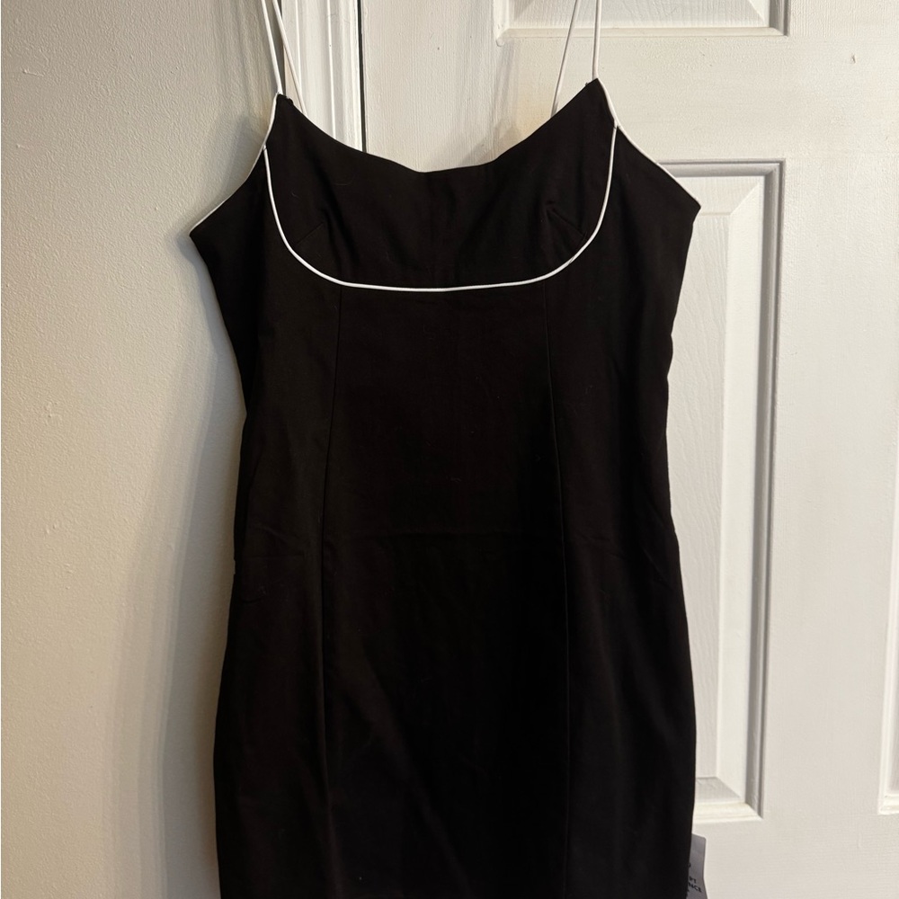 NWT Black Slip Dress with White Trim